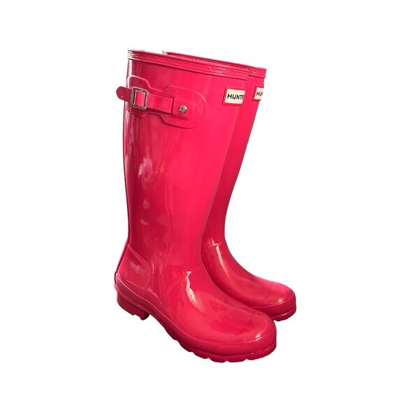 Hunter Tall Boots The Original Gloss Wellington Rain Boot Pink 36 6 - Picture 4 of 6